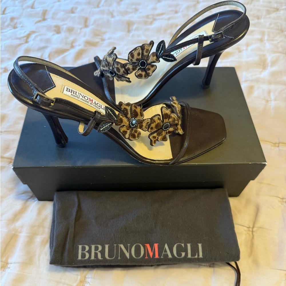 Bruno Magli Black Heels with Floral Detail